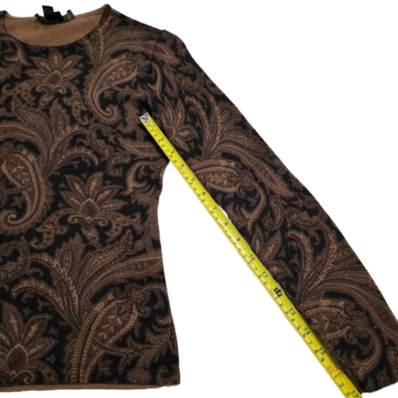 LRL Ralph Lauren~Brown Paisley~Lagenlook~Longsleeve Sweater~ ~CashmereSilk~SMALL - Picture 6 of 8